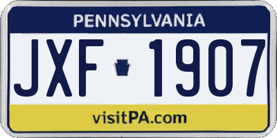 PA license plate JXF1907