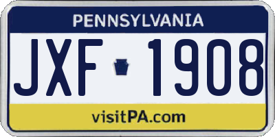 PA license plate JXF1908
