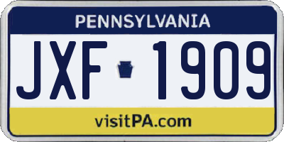 PA license plate JXF1909