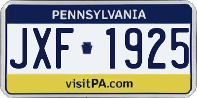 PA license plate JXF1925