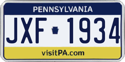 PA license plate JXF1934