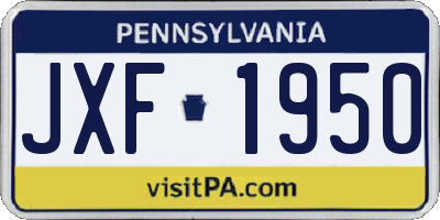 PA license plate JXF1950
