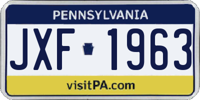 PA license plate JXF1963