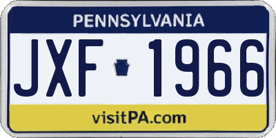 PA license plate JXF1966