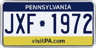 PA license plate JXF1972