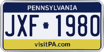 PA license plate JXF1980