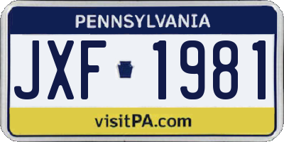 PA license plate JXF1981