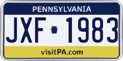 PA license plate JXF1983