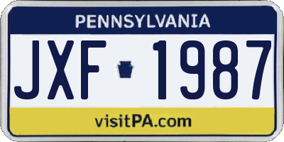 PA license plate JXF1987