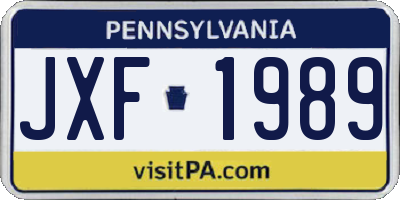 PA license plate JXF1989