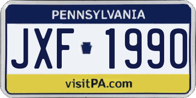 PA license plate JXF1990