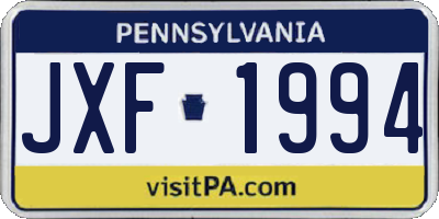 PA license plate JXF1994