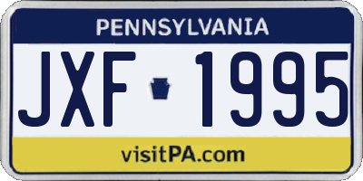 PA license plate JXF1995