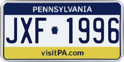 PA license plate JXF1996