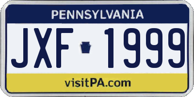 PA license plate JXF1999