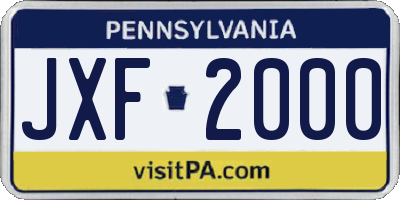 PA license plate JXF2000