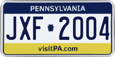 PA license plate JXF2004
