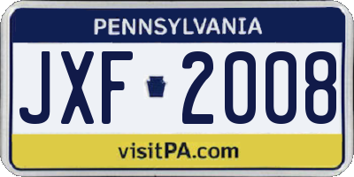 PA license plate JXF2008