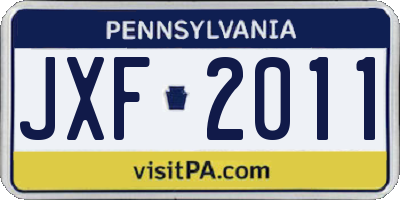 PA license plate JXF2011