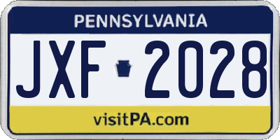 PA license plate JXF2028