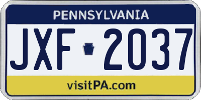 PA license plate JXF2037