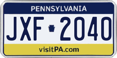 PA license plate JXF2040