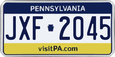 PA license plate JXF2045