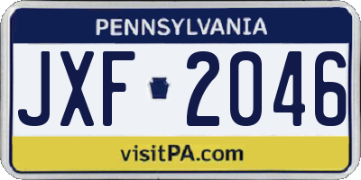 PA license plate JXF2046