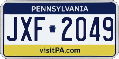 PA license plate JXF2049