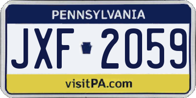 PA license plate JXF2059