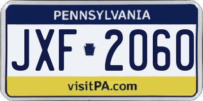 PA license plate JXF2060