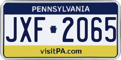 PA license plate JXF2065
