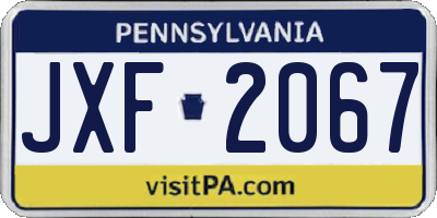 PA license plate JXF2067
