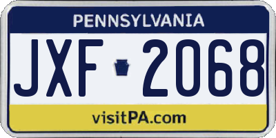 PA license plate JXF2068