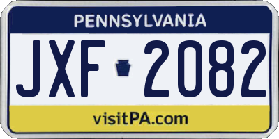 PA license plate JXF2082