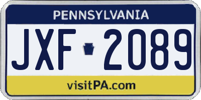 PA license plate JXF2089