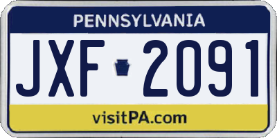 PA license plate JXF2091