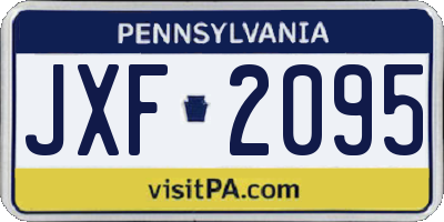 PA license plate JXF2095