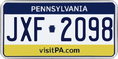 PA license plate JXF2098
