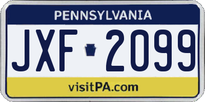 PA license plate JXF2099
