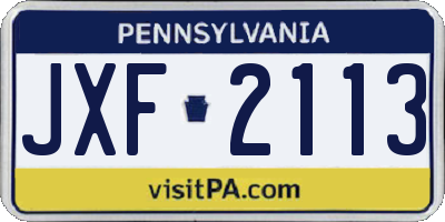 PA license plate JXF2113