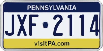 PA license plate JXF2114