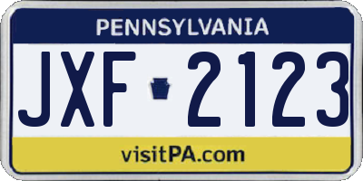PA license plate JXF2123