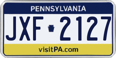 PA license plate JXF2127