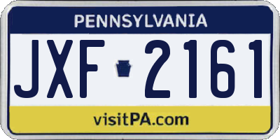 PA license plate JXF2161