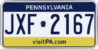 PA license plate JXF2167