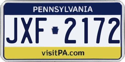 PA license plate JXF2172