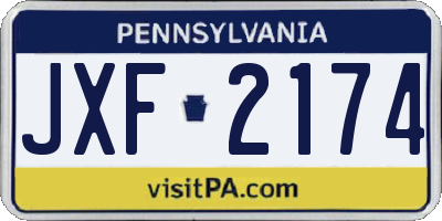 PA license plate JXF2174