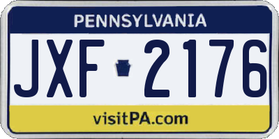 PA license plate JXF2176
