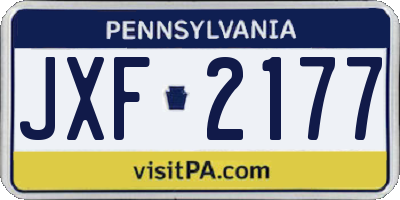 PA license plate JXF2177